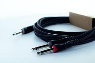 Cordial 14876 Jackplug / Cinch Audio Y-adapter [1x Jackplug male 6,3 mm (stereo) - 2x Jackplug male 6,3 mm (mono)] 1 m Zwart PVC-mantel, Tweelingkabel