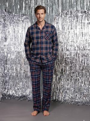 Flanellen herenpyjama capsulecollectie familie Kerst ENVIE DE FRAISE bordeauxrood