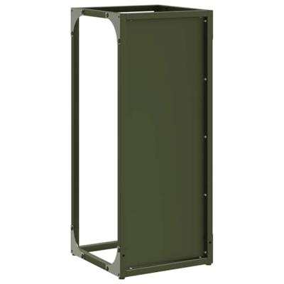 VidaXL Brandhoutrek 25x25x60 cm koudgewalst staal olijfgroen
