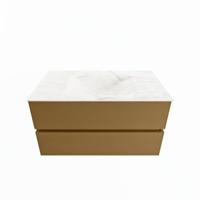 MONDIAZ VICA-DLUX 90cm badmeubel onderkast Oro 2 lades. Inbouw wastafel CLOUD midden zonder kraangat, kleur Ostra. - thumbnail