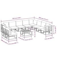 Tuinbankenset met kussen 11 pcs Zwart Aluminium - thumbnail