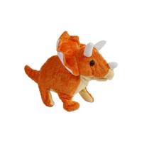 DinoWorld loopdino Triceratops jongens 13 cm pluche oranje - thumbnail