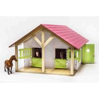Kids Globe Paardenstal roze met 2 boxen en berging, 1:24 - thumbnail