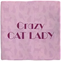 Plenty Gifts tegeltje keramiek crazy cat lady 10x10cm roze - thumbnail