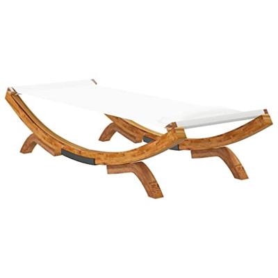 VidaXL Loungebed 100x188,5x44 cm massief gebogen hout crèmekleurig VidaXL Loungebed 100x188,5x44 cm massief gebogen hout crèmekleurig