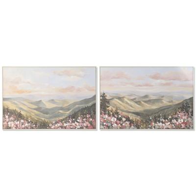 Canvas Home ESPRIT Blauw Groen Berg 120 x 3,5 x 80 cm (2 Stuks)