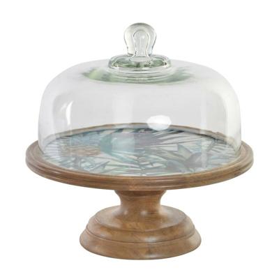 Snackdienblad DKD Home Decor Kristal Natuurlijk Groen Mangohout Tropisch (30 x 30 x 33 cm)