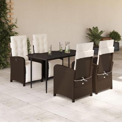 5-delige Tuinset met kussens poly rattan bruin