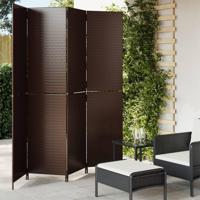 Kamerscherm 4 panelen poly rattan bruin - thumbnail