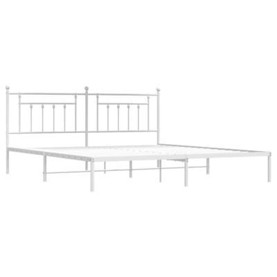 Bedframe met hoofdbord metaal wit 200x200 cm
