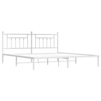 Bedframe met hoofdbord metaal wit 200x200 cm - thumbnail