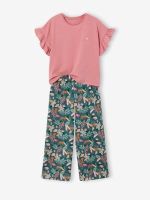 Meisjesset T-shirt en wijde broek rouge Meisjesset T-shirt en wijde broek rouge