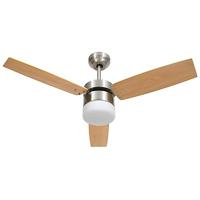 VidaXL Plafondventilator met lamp afstandsbediening 108 cm lichtbruin - thumbnail