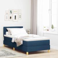 Boxspring bed met matras met hoofdeinde Blauw 80 x 200 cm Stof - thumbnail