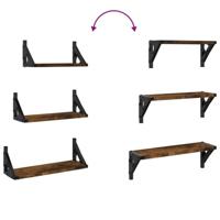 3-delige Wandschappenset bewerkt hout gerookt eikenkleurig - thumbnail
