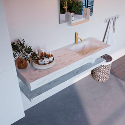 MONDIAZ ALAN-DLUX 150cm planchet Opalo. Vrijhangende wastafel CLOUD rechts 1 kraangat, kleur Opalo. MONDIAZ ALAN-DLUX 150cm planchet Opalo. Vrijhangende wastafel CLOUD rechts 1 kraangat, kleur Opalo.