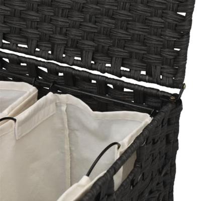 Wasmand op wielen 66x35x60 cm rattan zwart Wasmand op wielen 66x35x60 cm rattan zwart