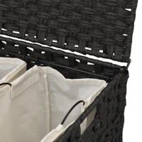 Wasmand op wielen 66x35x60 cm rattan zwart - thumbnail