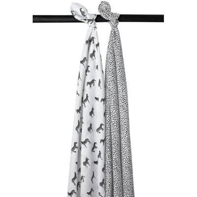 Meyco hydrofiele luiers - set van 2 Zebra animal/cheetah wit/zwart Meyco hydrofiele luiers - set van 2 Zebra animal/cheetah wit/zwart