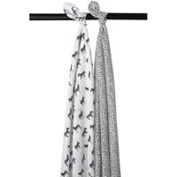 Meyco hydrofiele luiers - set van 2 Zebra animal/cheetah wit/zwart - thumbnail