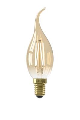 LED volglas Filament Tip-Kaarslamp 220-240V 3,5W 250lm E14 BXS35 Goud 2100K Dimbaar Calex - Calex