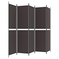 Kamerscherm met 5 panelen 250x200 cm stof bruin - thumbnail