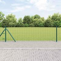VidaXL Hek met paal groen 0,6 x 10 m staal en pvc - thumbnail