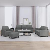 4-delige Loungeset met kussens stof donkergrijs - thumbnail