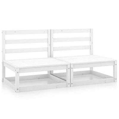 Tuinmiddenbanken 2 st massief grenenhout wit