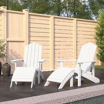 Tuinstoelen 2 st Adirondack met voetensteunen HDPE wit
