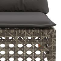 Tuinhoekbank met kussens poly rattan grijs - thumbnail