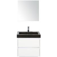 Dante Badmeubelset 60 cm - Wit Hoogglans - Wastafel Hardsteen Wit Lucca met Spiegel - thumbnail