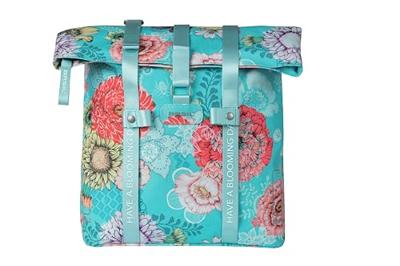 Basil bloom field fietsshopper, gerecycled pet, waterdicht, verstelbare schouderriem, laptopvak, 15-20l, sky blue