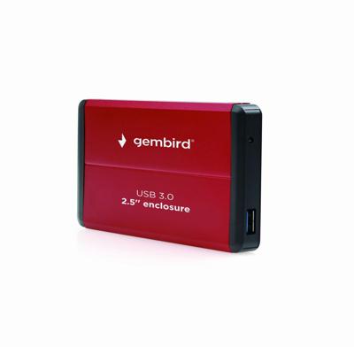 Gembird EE2-U3S-2-R HDD Enclosure 2,5 inch rood opbergdoos - opbergdozen (2,5 inch, SATA, 3.0 (3,1 Gen 1), HDD-behuizing, rood, aluminium)