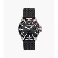 Emporio Armani Herenhorlogemet drie wijzers van zwart mesh-siliconen AR11341 - thumbnail