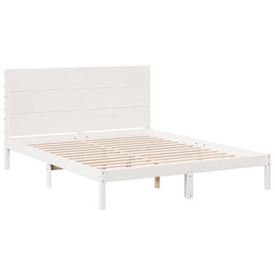 Bedframe extra lang zonder matras massief hout wit 140x220 cm