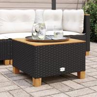 Tuintafel 55x55x36 cm poly rattan en acaciahout zwart - thumbnail