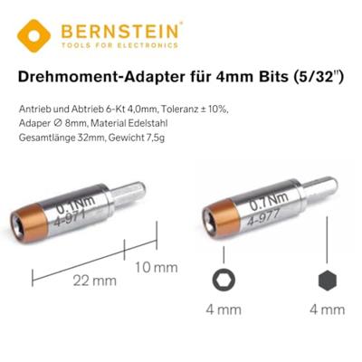 Bernstein Tools for Electronics Bernstein Werkzeugfabrik 4-972 Draaimomentadapter 0.2 Nm (max)
