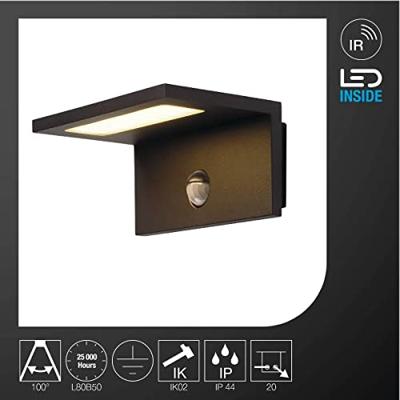 SLV ANGOLUX SENSOR 1001969 LED-buitenlamp met bewegingsmelder (wand) LED LED vast ingebouwd 9.8 W Antraciet
