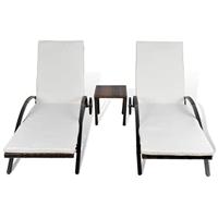 Ligbeddenset poly rattan bruin 3-delig - thumbnail