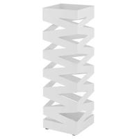 Metalen Paraplubak, Bak voor Paraplu's met Waterbakje, Metaal, Wit - thumbnail