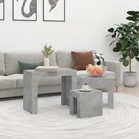 VidaXL 3-delige tafeltjesset bewerkt hout betongrijs - thumbnail