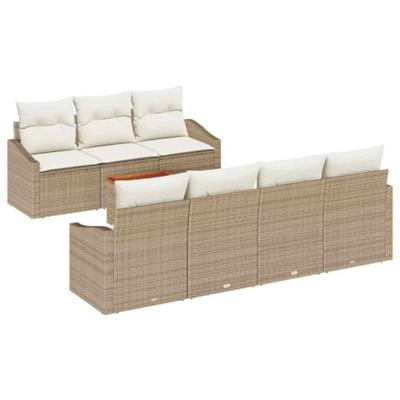 Tuinbankenset met kussen 8 pcs Beige poly rattan