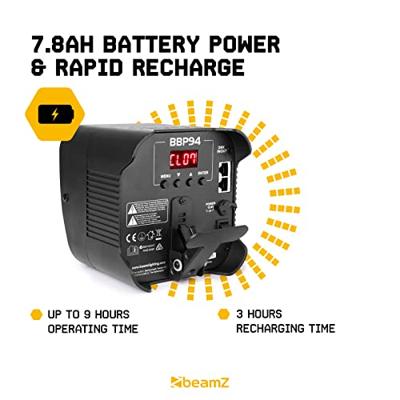 BeamZ 4x BBP94W verticale LED par op accu RGBWA+UV WDMX - thumbnail