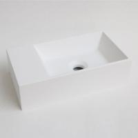 INK - Fontein Polystone Vierkant Zonder Kraangat Links - 400x220x100 mm - Mat Wit - thumbnail