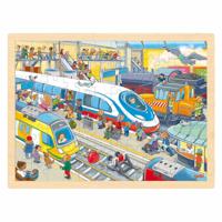 Goki houten puzzel treinstation, 96st. - thumbnail