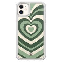 iPhone 11 hybride hoesje - Groen hart swirl - thumbnail