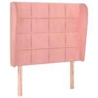 Hoofdbord met randen 83x23x118/128 cm fluweel roze - thumbnail