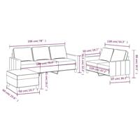 3-delige Loungeset met kussens stof wijnrood - thumbnail