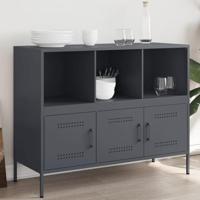 Dressoir 100,5x39x79 cm staal antracietkleurig - thumbnail